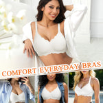 Wireless Jelly Bras for Women No Underwire Scalloped Full Coverage Push Up Padded Bra Comfortable Tshirt Bralettes(A2# White(Jacquard Pattern),Small)