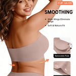 Vertvie Strapless Bra Wireless Non-Slip Push Up Bandeau Bras for Women Full Support Tube Tops Padded Bralette S-Large Breasts(Grey,Medium)
