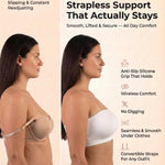 SHAPERMINT Strapless Bra, Wireless Non-Slip Bandeau, Convertible Straps, Molded Strapless Bras for Women S to Large Breasts White