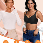 Seamless Jelly Sewn in Padded Bras for Women No Underwire Full Coverage Supportive Bralettes Everyday Soft Gel Bra(A1# Black(Pure),X-Large)