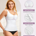 YERKOAD Compression Tanks for Women Shapewear Tank Tops Seamless Tummy Control Tank Top Scoop Neck Camisole Tops(Medium,White)