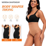 Werena Tummy Control Thong Shapewear for Women High Waisted Body Shaper Shaping Thong Girdle Novelty Hipster Panties(03# Mid Rise Lace Latte(smoothing),Small)