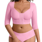 FeelinGirl Upper Arm Shaper Post Surgery Arm Compression Sleeve Women Posture Corrector Tops Shapewear Pink M