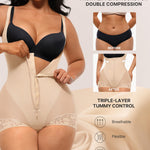 SHAPELLX Fajas Colombianas Open Bust Shapewear for Women Tummy Control Waist Trainer Postpartum Plus Size Body Shaper Butt Lifter Bodysuit (Beige 3X-Large)
