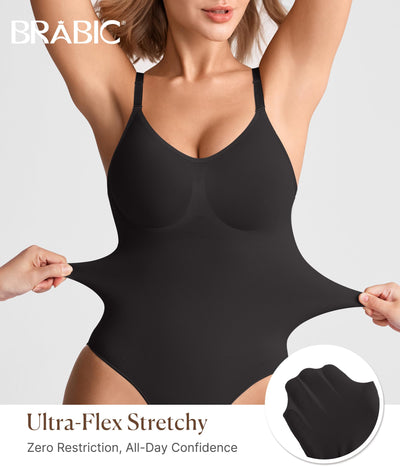 BRABIC Tummy Control Shapewear for Women Seamless Shapewear Bodysuit Body Shaper Waist Trainer Body Suit(Black, Medium)
