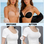 MITALOO Seamless Adhesive Bra Sticky Strapless Invisible Push up Bras Silicone Backless Nipple Cover for Women Beige Black