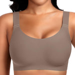 Wireless Jelly Seamless Bras for Women No Underwire Tshirt Full Coverage Padded Bra Comfortable Supportive Everyday Bralettes(01#Coffee(Full Coverage),XL)