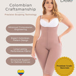 FAJAS DISENOS D'PRADA DELIÉ Shapewear for Women Postpartum – Colombian High Compression Faja, Knee Length Open Bust Powernet with Hook Rows