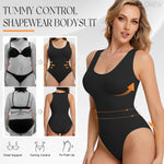 ONEW Shapewear Bodysuit for Women Tummy Control Seamless Body Suits Deep V Neck Body Shaper Going Out,Black,Large