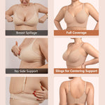 HSIA Bras for Women Minimizer Full Coverage Seamless Plus Size Longline Unlined Underwire Back Smoothing Bra, Light Beige 36DDD