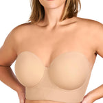 HSIA Strapless Bras for Women, Longline Corset for Large Bust Plus Size Supportive Bustier Minimizer Convertible Bandeau, Natural Nude 34DD