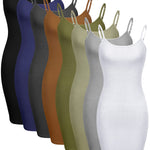 Geyoga 8 Pcs Full Slip for Women Under Dress Mini Adjustable Spaghetti Strap Cami Shapewear Undergarment(Large)