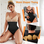 Werena Tummy Control Thong Shapewear for Women Seamless Shaping Novelty Thong Panties Body Shaper Underwear(03# Black-high rise wire,XX-Large)