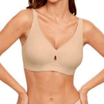 Popilush Wireless Seamless Bralette for Women, No Underwire Soft Support Bras, Breathable Smooth Comfort Everyday Summer Wear,Skin,36B/34C/34D