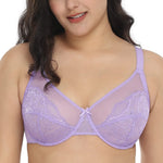 HSIA Minimizer Bras for Women Enchante Full Coverage Underwire Bras Plus Size Lifting Floral Lace Bra for Heavy Breast Purple