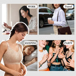 Luckfire Womens Comfortable Minimizer V Neck Bras No Underwire,Lace Thin Padded Full Coverage Anti-Sagging & Side Support Nude