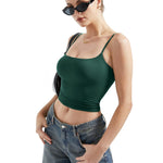 SUUKSESS Women Sexy Square Neck Tank Top Summer Y2K Going Out Tops Casual Sleeveless Basic Cami Shirts (Dark Green, L)