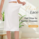Lovasy Women Satin Half Slips Lace Long Underskirt Anti Static Under Skirt Soft Slip Dress for Skirts Dresses White,X-Large
