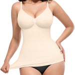SHAPELLX Tank Top for Women Body Shaping Cami, Tummy Control Shapewear, V-Neck Camisole Tops Adjustable Strap White XL