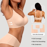 Vertvie Women Seamless Jelly Bras No Underwire Supportive Wireless Push Up Full Coverage Bralette Comfy Scalloped T-Shirt Bra(Nude,Large)