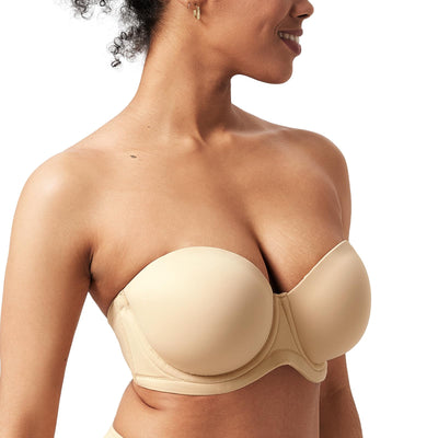 HSIA Strapless Bras for Women Large Bust Non Slip Full Coverage Underwire Supportive Multiway Strapless Bra Plus Size Light Beige