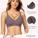 Gailife Smooth Wireless Jelly Bras for Women No Underwire Seamless Push Up Bra Full Coverage Soft Suppor Tshirt Bralettes -GR,S Grey