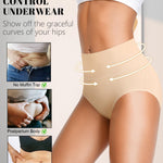 Eiggam High Waisted Underwear for Women Soft Breathable Postpartum Underwear for Women Cotton Full Coverage Briefs Tummy Control Women's Panties(L)