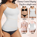 ONEW Compression Tanks For Women Shapewear Camisoles Seamless Tummy Control Slimming Body Shaper,White,Medium