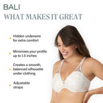 Bali Passion for Comfort Minimizer Bra, Full-Coverage Underwire Bra with Seamless Cups, Everyday Bra, No-Bulge Smoothing, Leaf Print, 34D