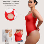 Lover-Beauty Lace Shapewear Bodysuits for Women Tummy Control Breathable Thong Seamless with Removable Cups Red X-Large-XX-Large