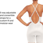 SPANX SPANXshape Suit Your Fancy Plunge Low-Back Mid-Thigh Bodysuit - Comfortable One Piece - Medium Compression - Seamless