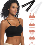 PRETTYWELL Strapless Bra for Women Comfort Non-Slip Seamless Padded Bandeau Bras Wireless Tube Top Bra with Multi-Way Straps Black