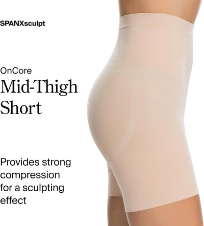 SPANX SPANXsculpt OnCore Mid-Thigh Short - Powerful Sculpting Body Shaper - Level 4 Compression - Shapewear for Women