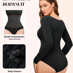 CYDREAM Long Sleeve Bodysuits for Women - Square Neck Shapewear Bodysuit Tops Going Out Body Suits Shirt Leotard (Black, Large)