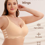 Angelhood Seamless Bras Women Soft Jelly Push Up Wireless Bra Supportive V Neck No Underwire Comfort Tshirt Bralettes