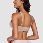 Wenera Triangle Bralette Wireless Padded Pull On Plunge Bra(Nude) | Removable Thin Pads, Soft Support, No Underwire, Seamless, Sexy Low Cut V Neck Lingerie for Everyday