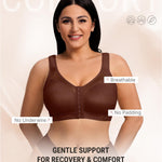 FeelinGirl Breast Augmentation Post Op Bra After Breast Surgery Support Compression Bras Brown Large
