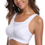 Wingslove Women's Full Coverage High Impact Wirefree Workout Non Padded Sports Bra Bounce Control (White,36C)