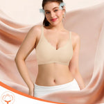 Wireless Jelly Comfortable Bras for Women Push Up Scalloped V Neck No Underwire Tshirt Bra Seamless Padded Bralettes(A1# Nude(Pure),XX-Large)