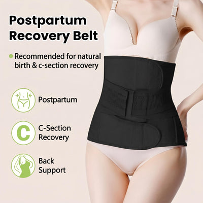 Gepoetry Postpartum Girdle C-Section Recovery Belt Back Support Belly Wrap Belly Band Shapewear (Black, M)