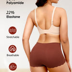 LEVAO Seamless Boy Shorts Underwear for Women with Wavy Edge, High-waisted No Show Boxer Briefs Panties 4 Pack S-XXL