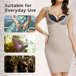 JOYSHAPER Adjustable Slip Dress for Women Tummy Control Body Shaper Shapewear Full Slips for Under Dresses Beige (With Gusset) L