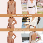 JOYSHAPER Women's Backless Shapewear For Wedding Dress V Neck Low Back Strapless Shapewear Bodysuit U Plunge Bodysuit Nude M