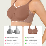 Popilush Tshirt Bras for Women No Underwire Supportive Mesh Bra Seamless Push Up Full Coverage Everyday Bralettes Brown