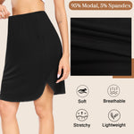 Wikoan 2 Pcs Women Half Slip for Under Dresses Lace Trim Short Under Slips Dress with Side Slit for Underskirt,White & Black,L