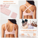 Seamless Jelly Padded Bras for Women No Underwire Full Coverage Supportive Push Up Gel Bra Wireless Low Cut Soft Bralettes(A1#Pink(v Neck),Medium)