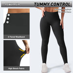 POWERASIA Seamless Impact Leggings Hidden Scrunch Butt Lifting Leggings for Women Booty Workout Tights Mid Low Waist Tummy Control Compression Fitness Gym Womens V Back Yoga Pants