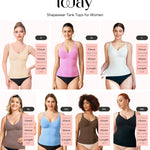 LODAY Compression Tank Tops for Women Tummy Control Shapewear Seamless Body Shaper Workout V-Neck Camisole Cami Tops(Beige, Medium)