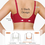 Wireless Bra Push Up Seamless Bras for Women Comfy No Underwire Bra Supportive Bralettes Deep V Comfortable Tshirt Bras Red L