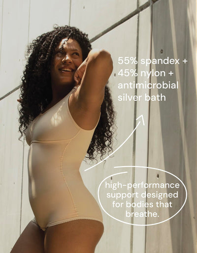 Isavela Body Suit Panty Length Plastic Surgery Compression Garment w/Bra (BB02) (2XL, Beige)